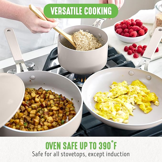 GreenLife 10-Piece Nonstick Ceramic Cookware Set, Lightweight Healthy PFAS-Free - Image 6
