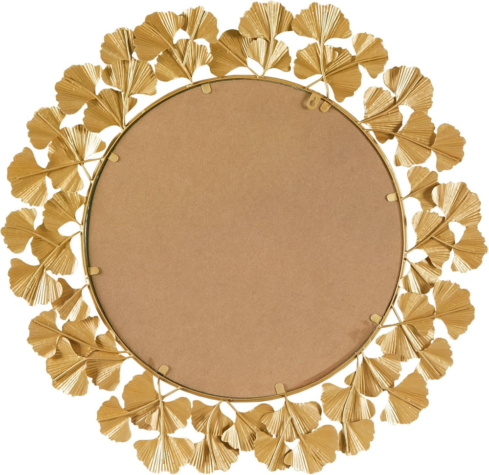 Martha Stewart Wall Décor Large Gingko Leaf Round Wall Mirror for Living Room...