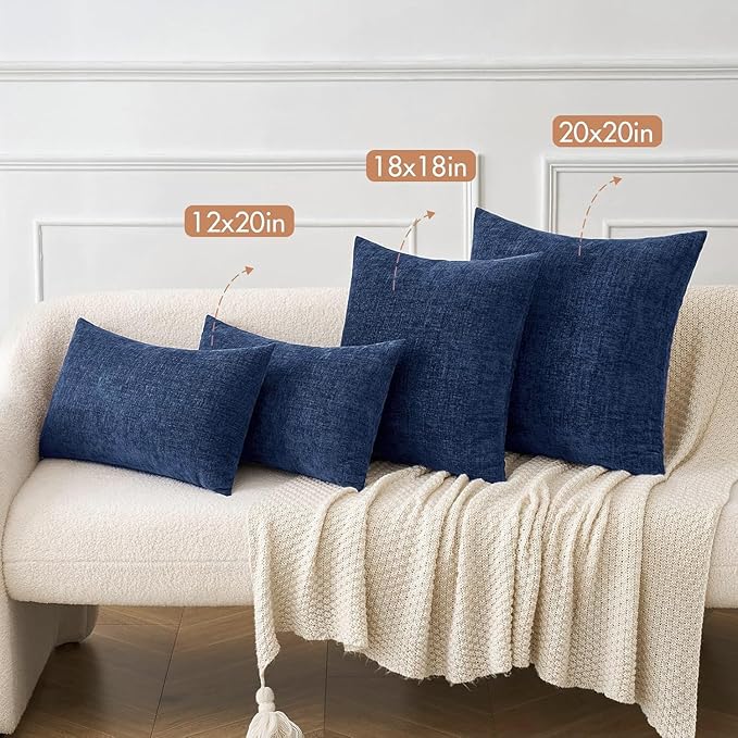 MIULEE Pack of 2 Couch Throw Pillow Covers 20x20 Inch Spring Soft Navy Chenille - Image 4