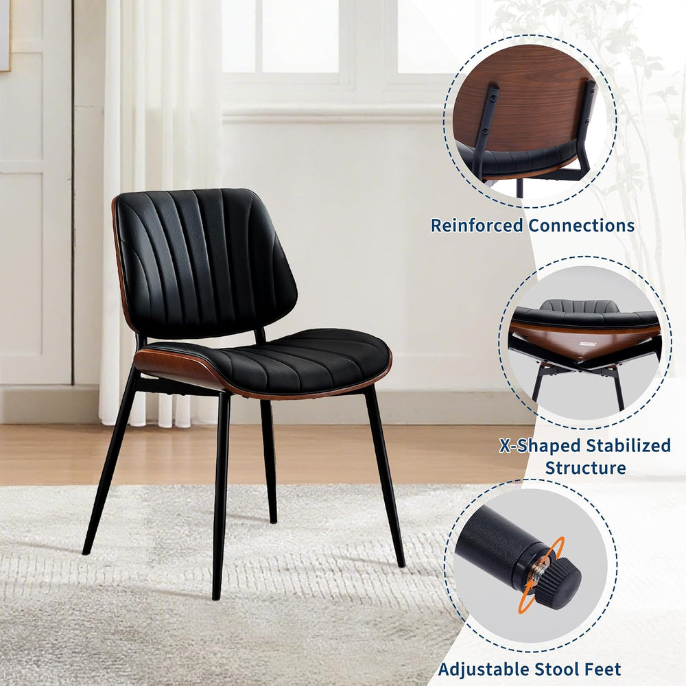 Garvee Dining Chairs Set of 2, Mid-Century Modern Upholstered Retro PU Leathe...