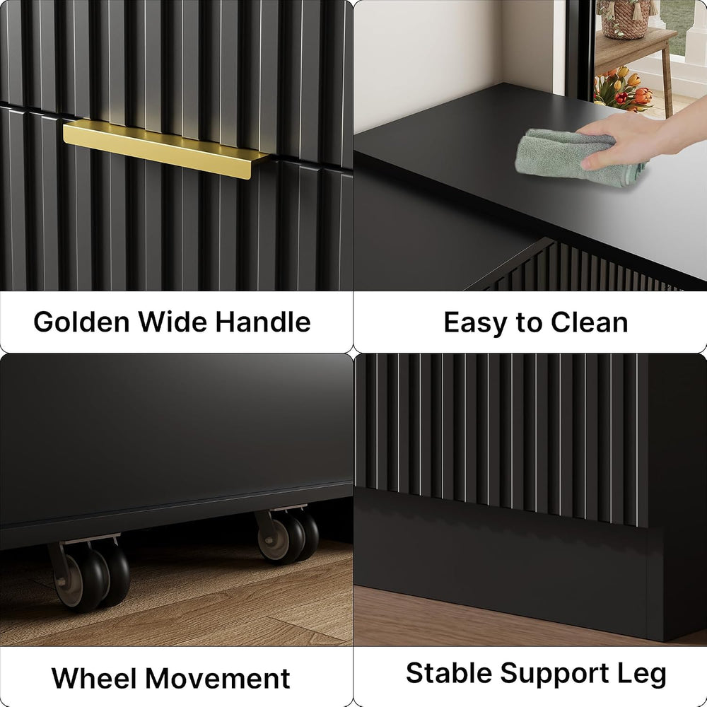 L-Shaped Rotatable 9 Drawer Dresser for Bedroom, 71" Wide Deformable Bla...
