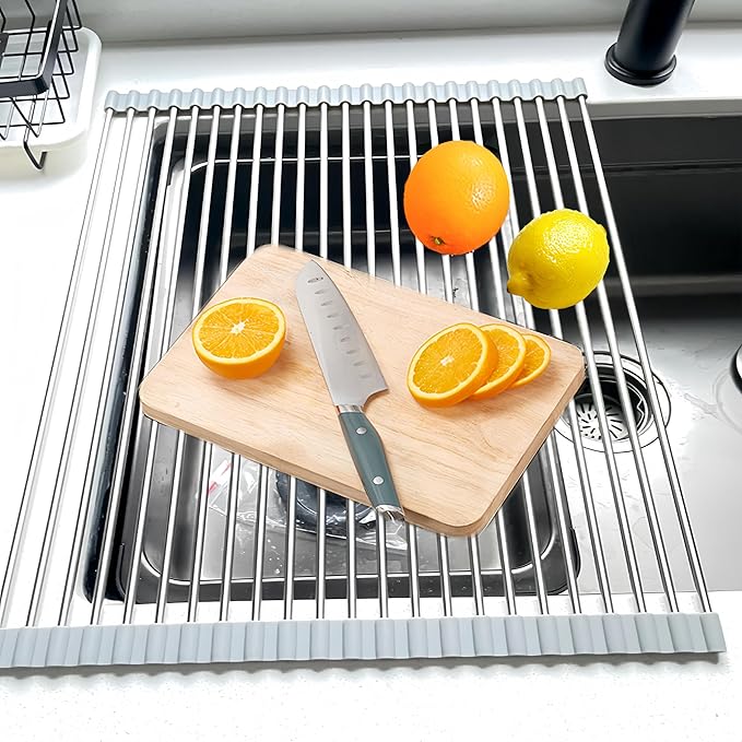 Roll Up Dish Drying Rack, 19.7" x 15.8" Over The Sink Dish Drying Rack by Sayehuanye