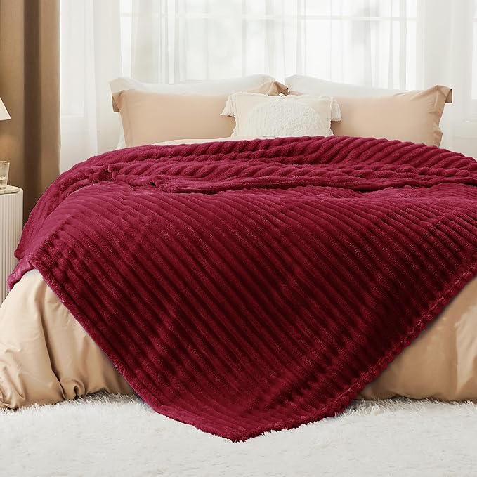 Bedsure GentleSoft Red Blanket for Couch - Image 2