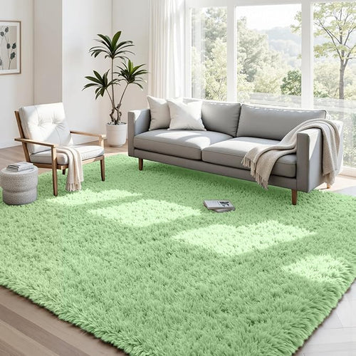 4x6 Area Rugs for Living Room Rug: Soft Fluffy Shag Mint Green Rugs for Bedroom by CarpetAddColortoYourLife