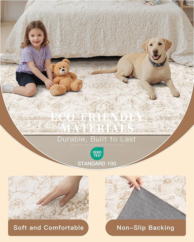 Madane 8x10 Area Rugs for Living Room, Machine Washable Vintage Rug - Image 5