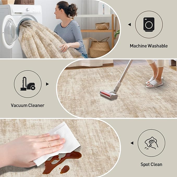 4x6 Area Rugs Washable Rug: Modern Abstract Living Room Rug Soft Anti-Skid Thin - Image 4