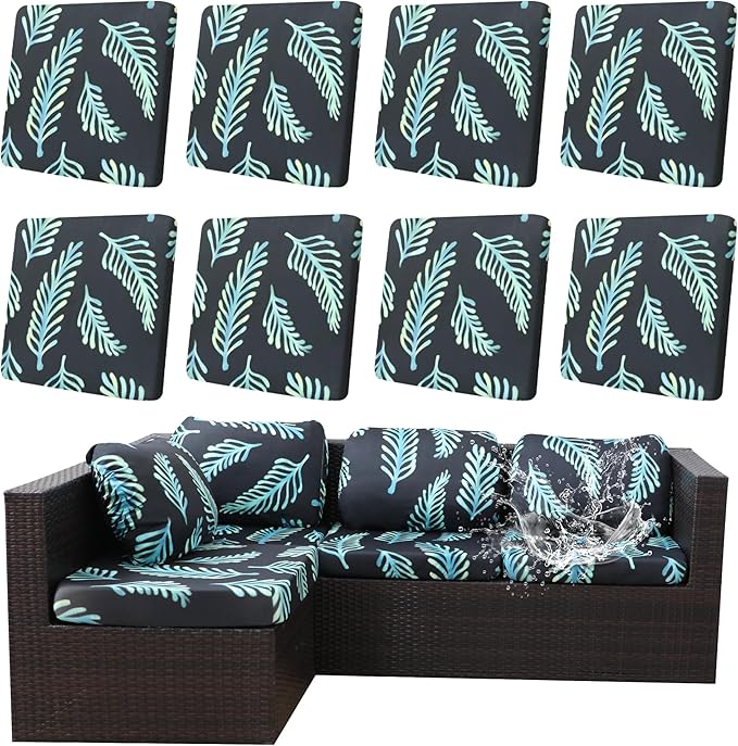 8Pcs Outdoor Cushion Covers, Patio Cushion Covers, Stretch Elastic Slipcovers by dreahoteztil