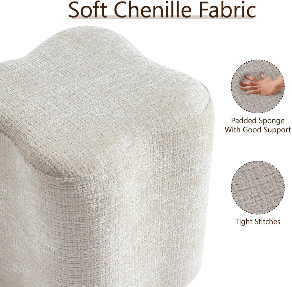 Get Set Style 14.4 Inch Flowers Shaped Ottoman,Modern Chenille Ottoman Vanity...