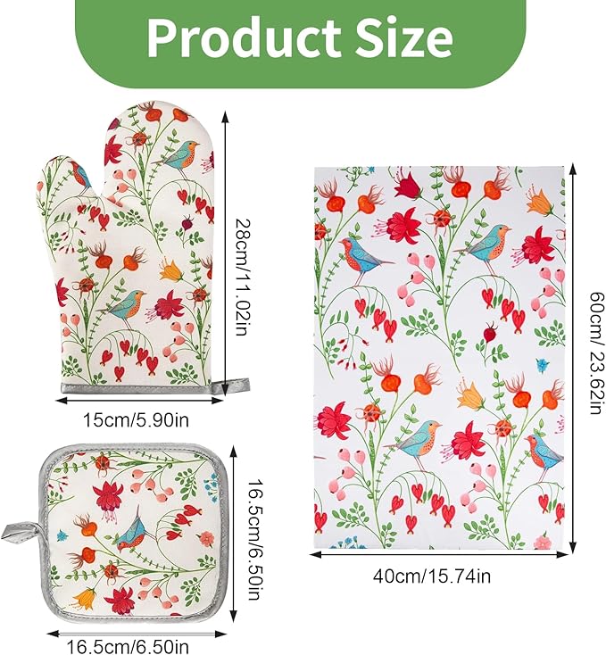 3 Pcs Kitchen Stuff, Kitchen Oven Mitts and Pot Holders Sets - Image 4