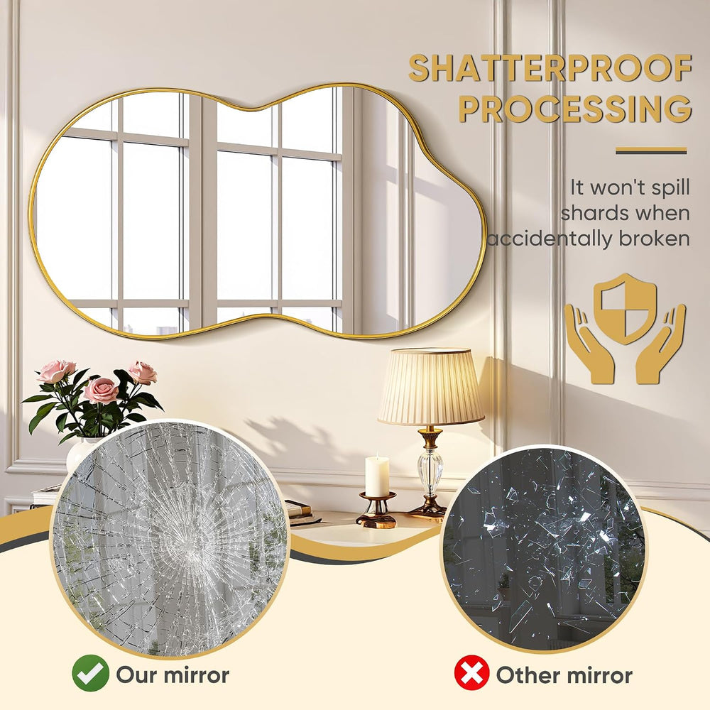 Suidia Irregular Wall Mirror, 36"x20" Bathroom Mirror Asymmetrical ...