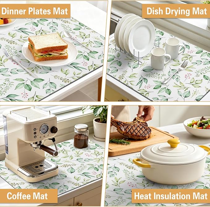 Kitchen Countertop Dish Drying Mat, Super Absorbent Coffee Bar Mat - Image 6