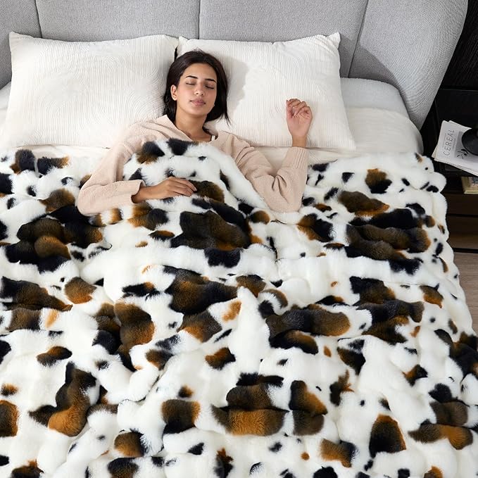 Cozy Bliss Cow Print Faux Fur Throw Blanket - Image 8
