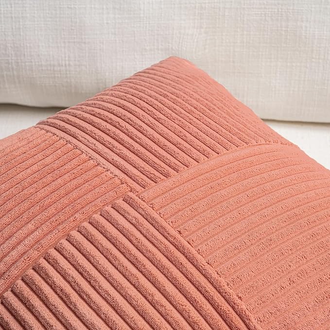 Fancy Homi 2 Packs Coral Long Lumbar Decorative Throw Pillow Covers 12x24 Inch - Image 3