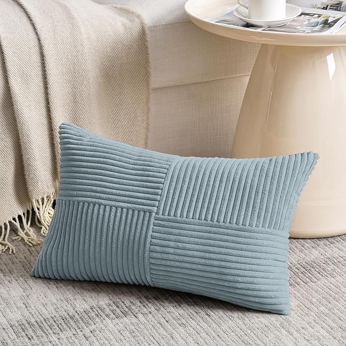 Fancy Homi Set of 2 Light Blue Lumbar Decorative Throw Pillow Covers 14x24 Inch - Image 2