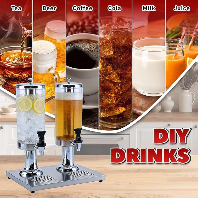 2-Gallon Drink Dispenser with Stainless Steel Drip Tray