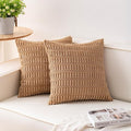 Pack of 2 Corduroy Decorative Throw Pillow Covers 24x24 InchSoft Striped Pillow by Unknown