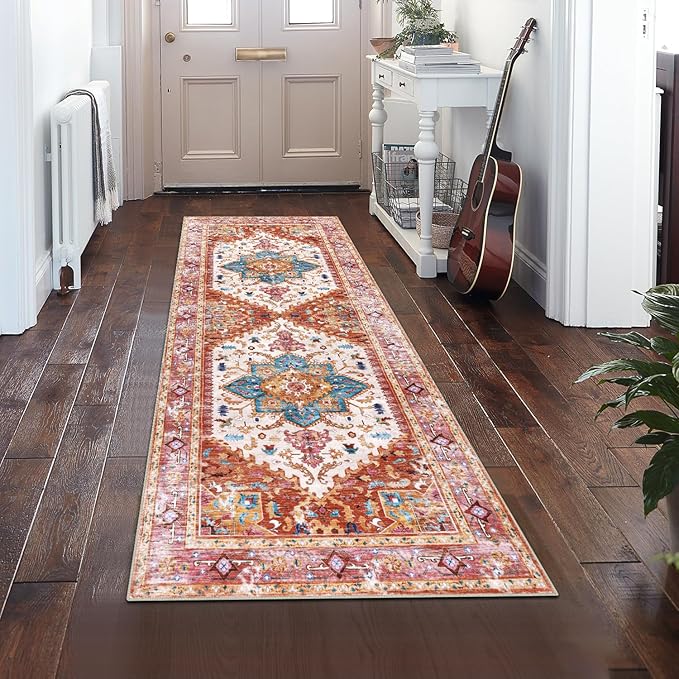 Yamaziot Washable Runner Rug, 2x6 Non-Slip Boho Vintage Hallway Rug Runner by Yamaziot