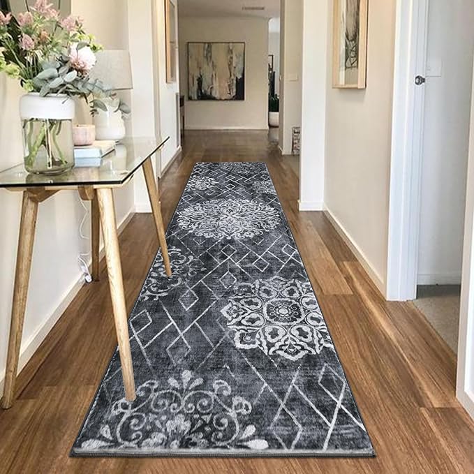 HEBE Hallway Runner Rug 2'x10' Washable Vintage Distressed Area Rugs Non Slip - Image 8