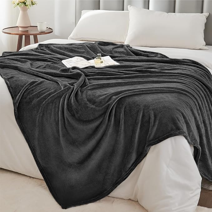 BEDELITE Fleece Blanket Charcoal Grey Throw Blankets - Image 6