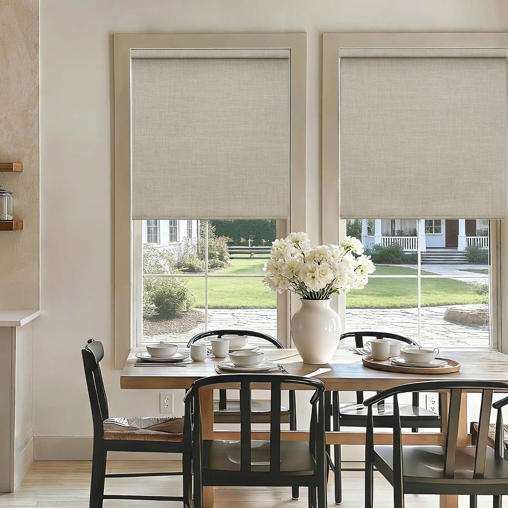 Blackout Roller Shades for Bedroom Window Cordless Free-Stop Blinds with Vala...