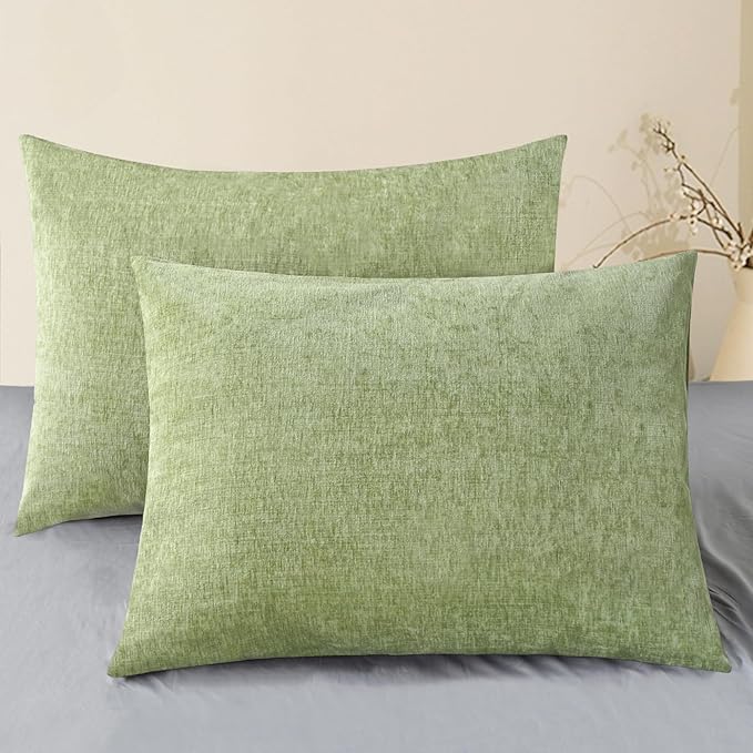 CaliTime Throw Pillow Covers Decorative 20 X 26 Inches Pack of 2 Cozy Chenille by CaliTime