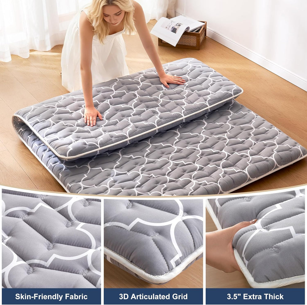 6th Generation Japanese Floor Futon Mattress - Extra-Thick 9-Layer Modern Fut...