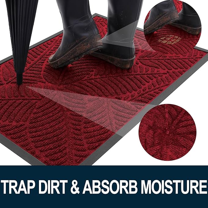 Colorxy Waterproof Doormat, Sturdy Natural Rubber Front Indoor Mat, Non Slip - Image 2
