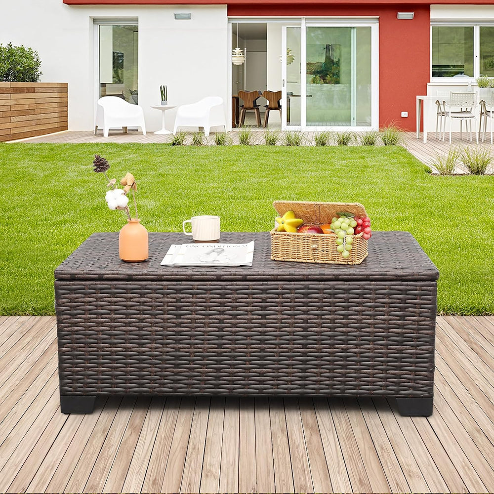 Rattaner Outdoor Table Patio Furniture All-Weather Patio Table Wicker Coffee ...