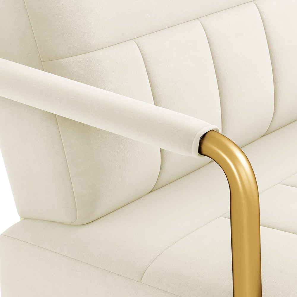Yaheetech Small Chair Modern Armchair with Golden Frame, Beige