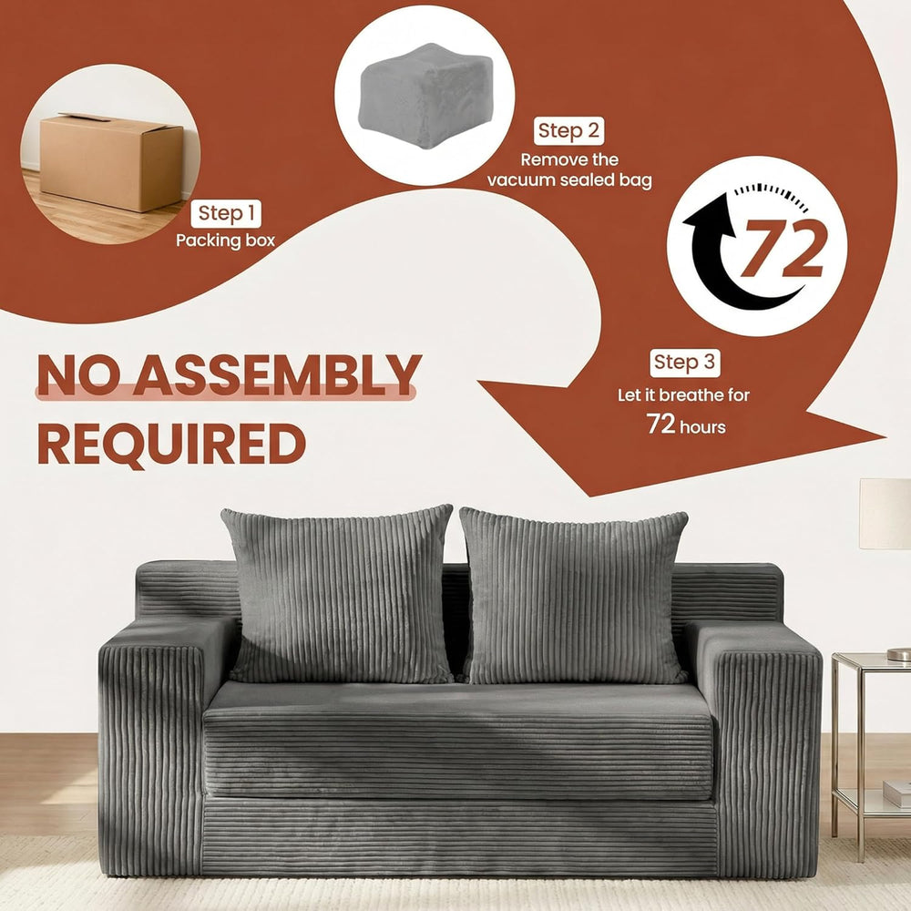 Convertible Sofa Bed, 5 in 1 Small Boneless Couch Pull Out Loveseat Sleeper S...