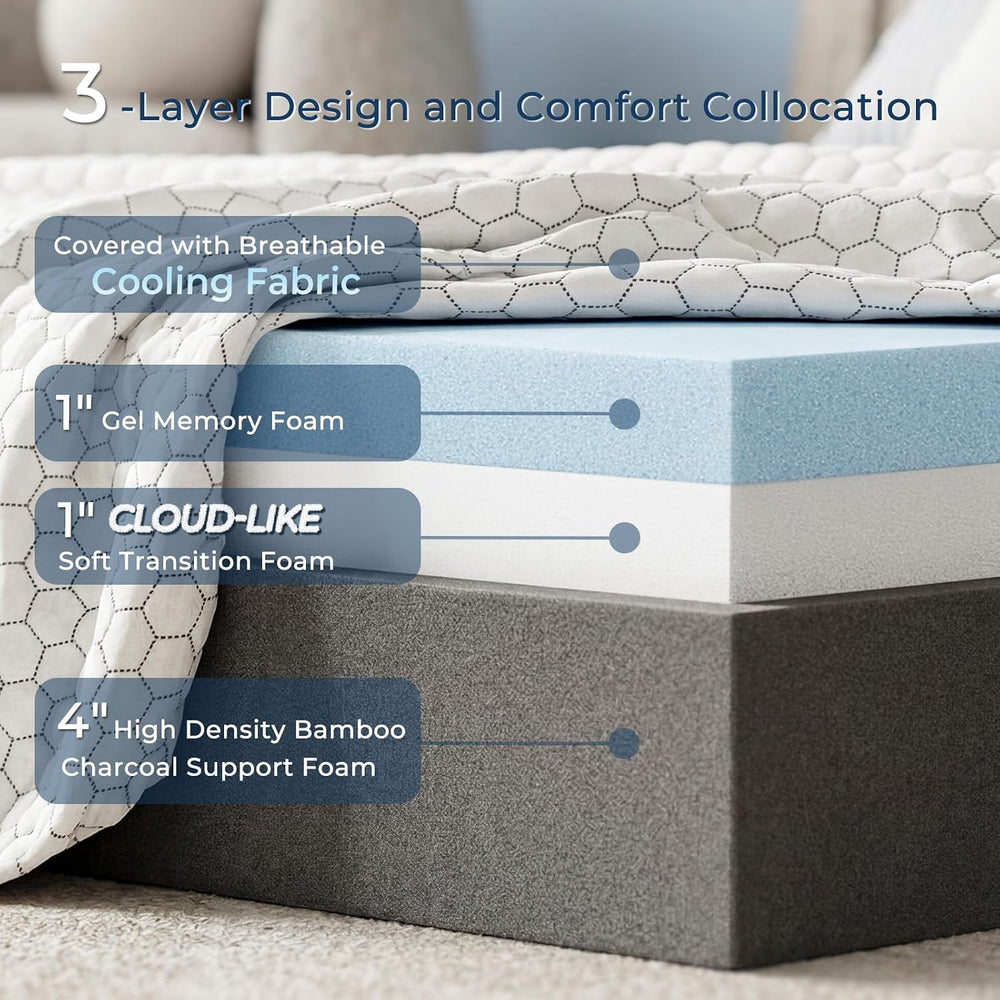 Odorless Foldable Mattress Medium Queen Size 80" x 60" x 6"
