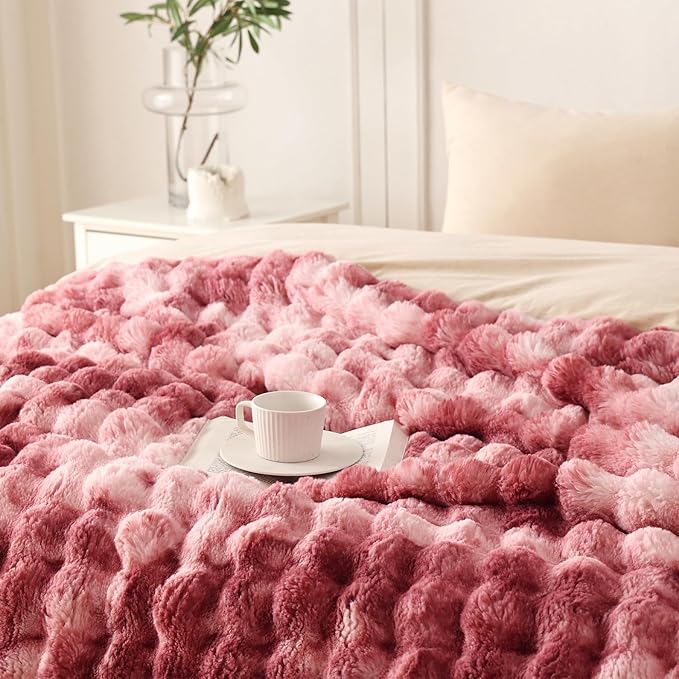 COOVA Faux Fur Throw Blanket for Couch, Cozy Soft and Fuzzy Plush Rabbit Fur - Image 3
