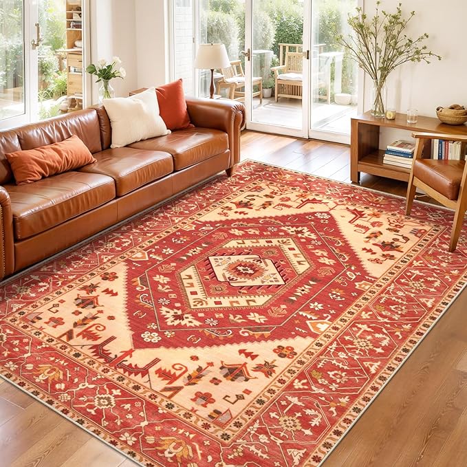 SERISSA Area Rug 3x5 Boho Rugs for Bedroom, Washable Non-Slip Living Room Rug - Image 3