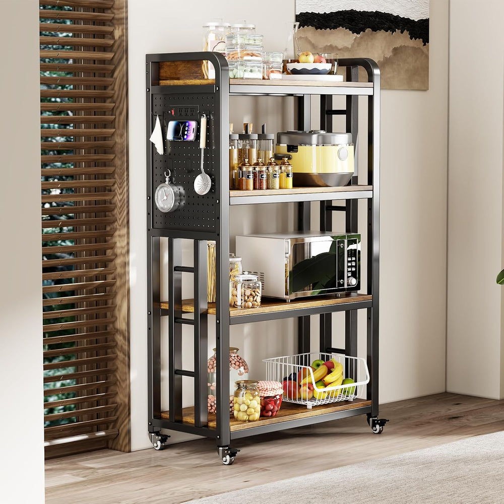 Bakers Rack with Power Outlet,bakers rack with storage,microwave cart | Micro...