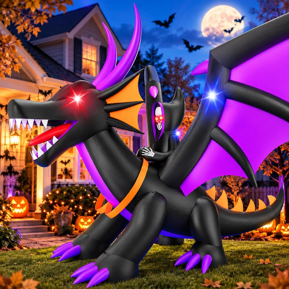 Skirfy 7FT Halloween Inflatable Dragon with LED Lights for Outdoor