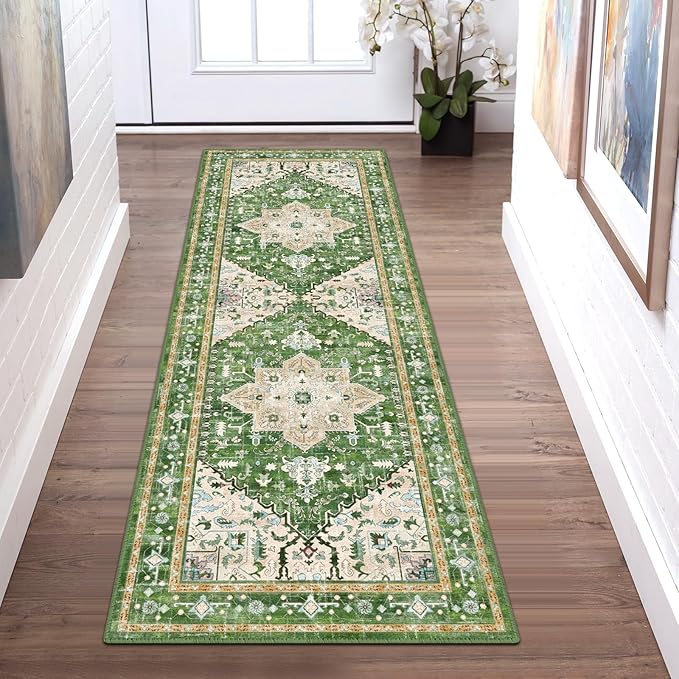 Yamaziot Washable Runner Rug, 2x6 Non-Slip Boho Vintage Hallway Rug Runner by Yamaziot