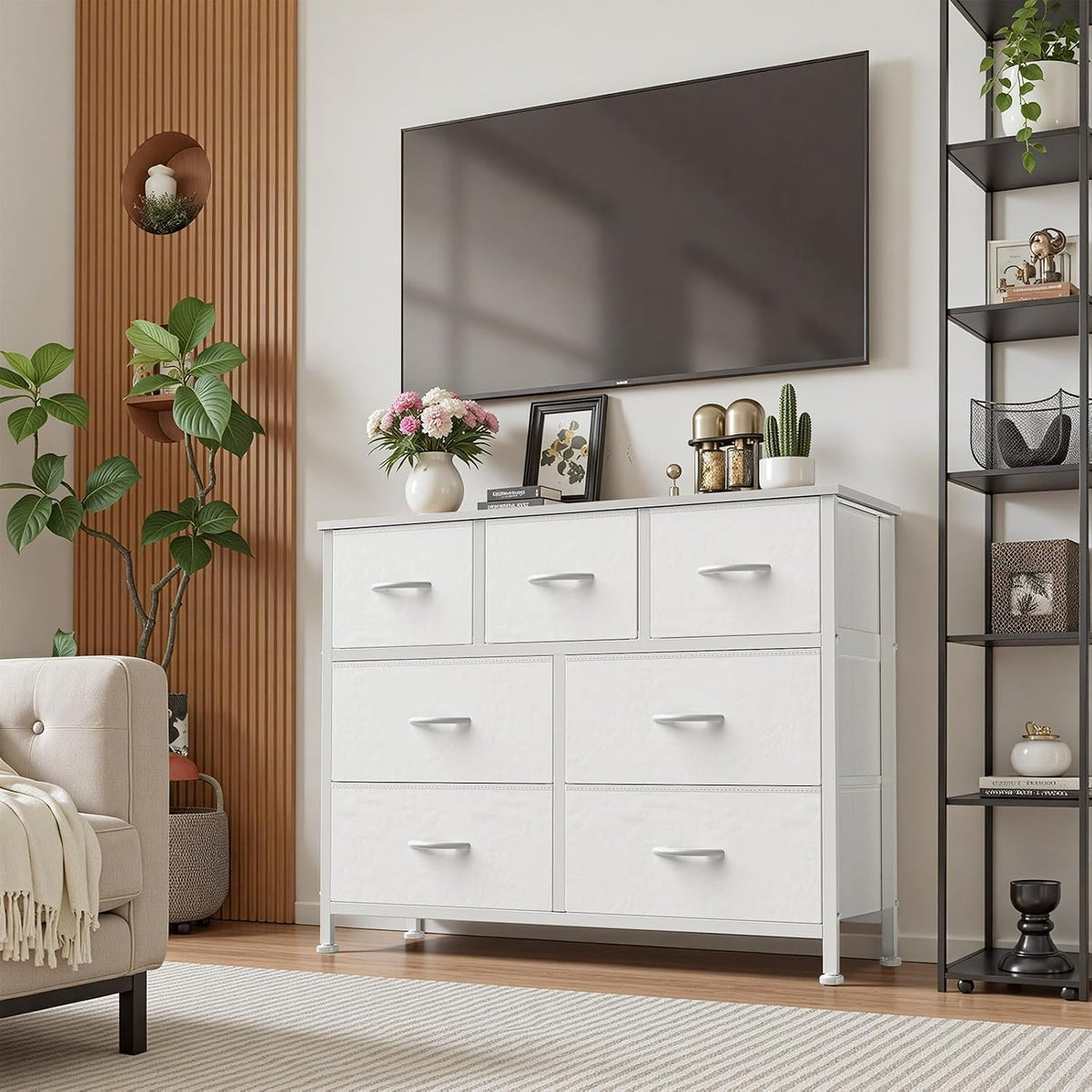 sweetcrispy 7 drawer dresser for bedroom storage with shown in use