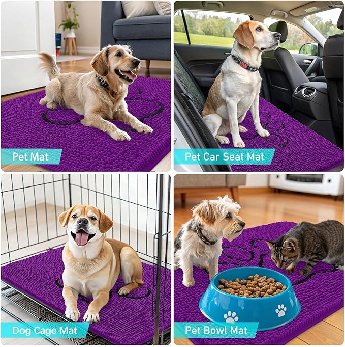 OLANLY Dog Door Mat for Muddy Paws 30x20, Paw Print Design, Absorbs Moisture - Image 7