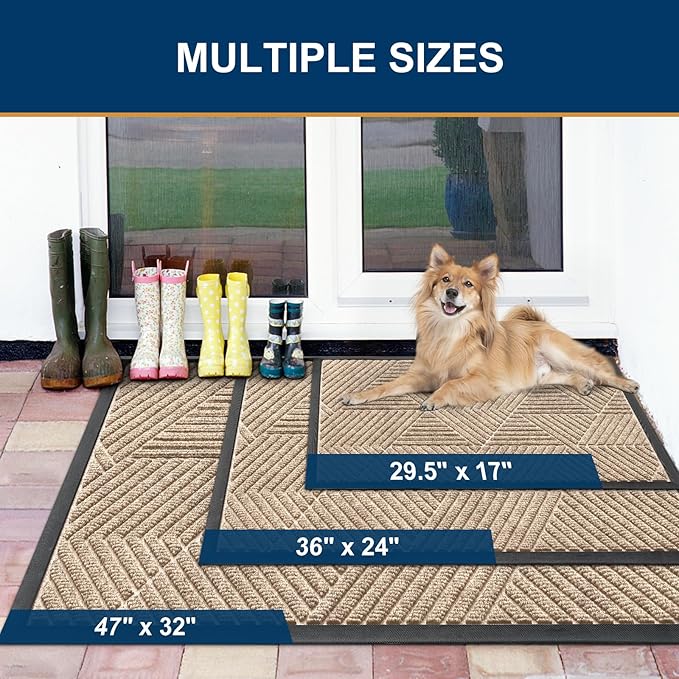 Smiry Front Door Mat Outside Entrance, Heavy Duty Sturdy Natural Rubber Doormat - Image 2