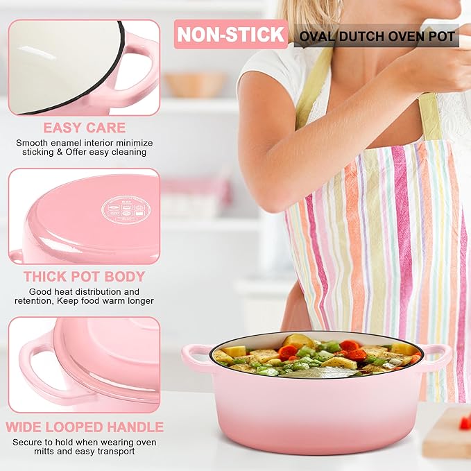 E-far 5QT Oval Dutch Oven Pot