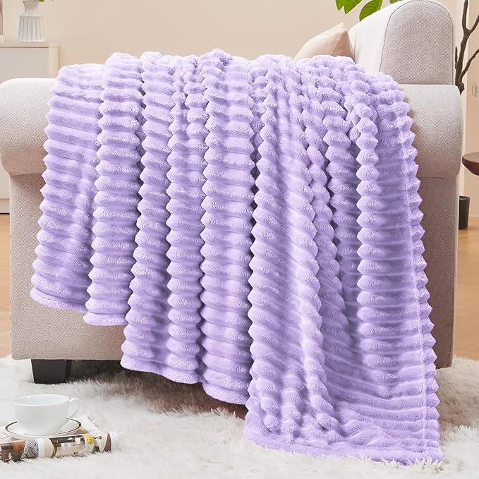BEDELITE Fleece Blanket Twin Size – 3D Ribbed Jacquard Soft and Warm Decorative by BEDELITE