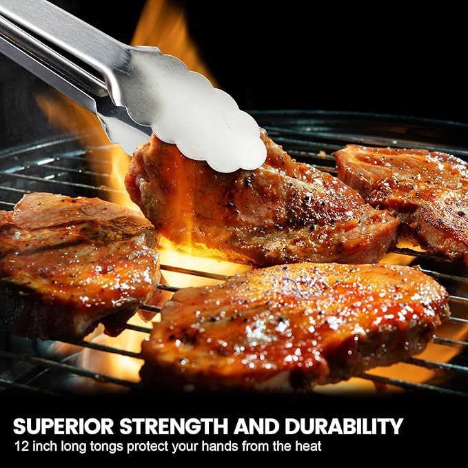 CHENGU12 Pack Stainless Steel Tongs 4/5/7inches Food Serving Clip Kitchen - Image 3