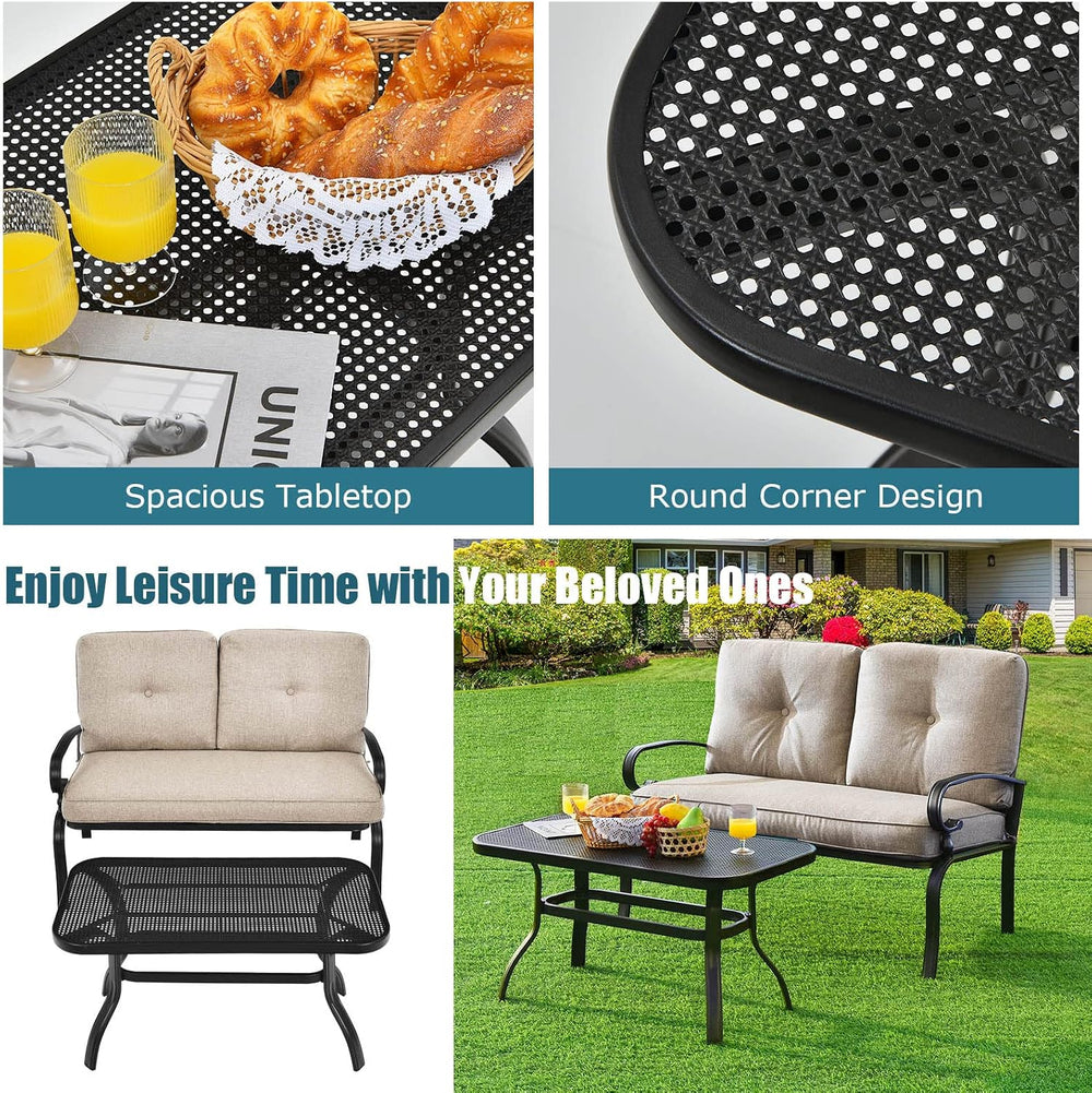 Tangkula Patio Loveseat with Table Set, 2 Seat Cushioned Sofa with Coffee Tab...