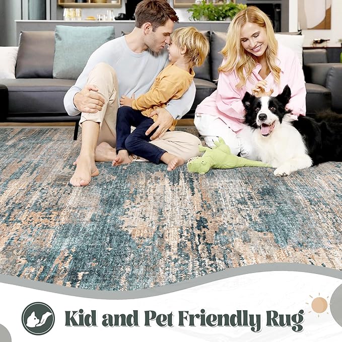 XLUEZ 5x7 Area Rugs for Living Room, Washable Modern Abstract Large Area Rug - Image 3