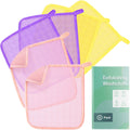 African Net Sponge Exfoliating Washcloths 6 Pack - Double Sided Bath Scrub Cloths for Deep Cleaning Face & Body - Revitalize Skin - All Skin Types (Yellow, Pink, Purple)