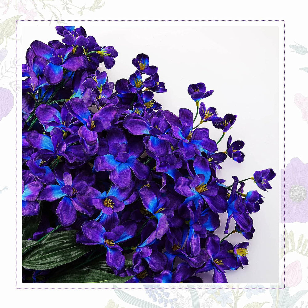 Waydress 32 Pieces 27 Inches Artificial Orchids Silk Flowers, Blue-Purple