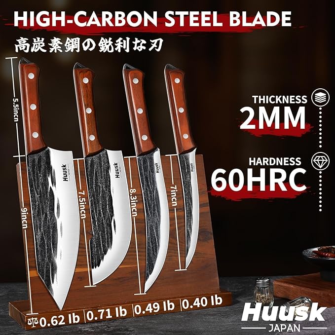 Huusk Butcher Knife Set, Sharp Meat Carving Breaking Knives - Image 7