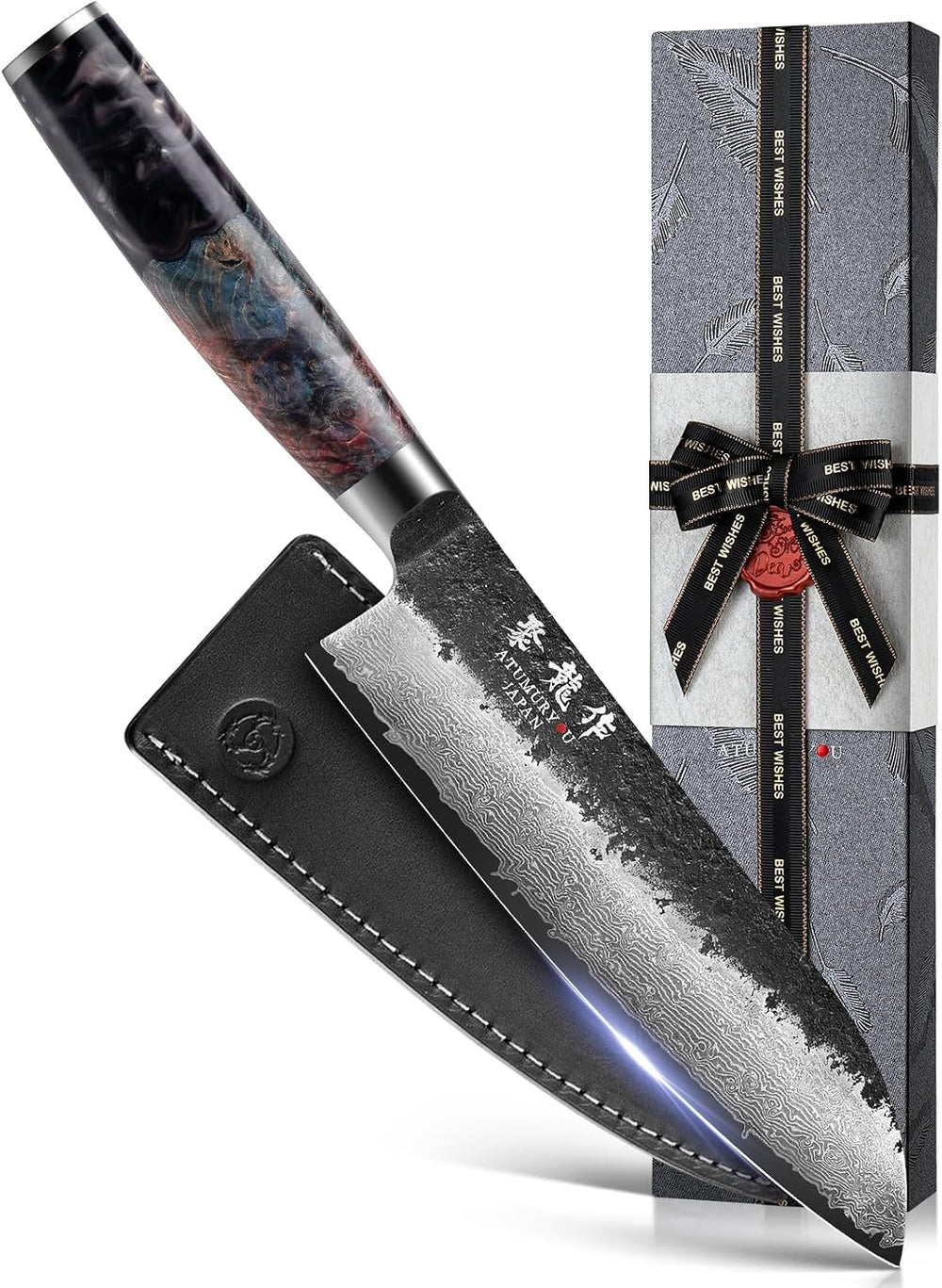 Japanese Santoku Knife 7 Inch, Hand Forged 67 Layers Damascus VG10 Steel Core