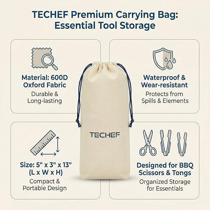 TECHEF Kitchen Shears With 2 Stainless Steel Tongs & Travel Bag, Dishwasher Safe - Image 5