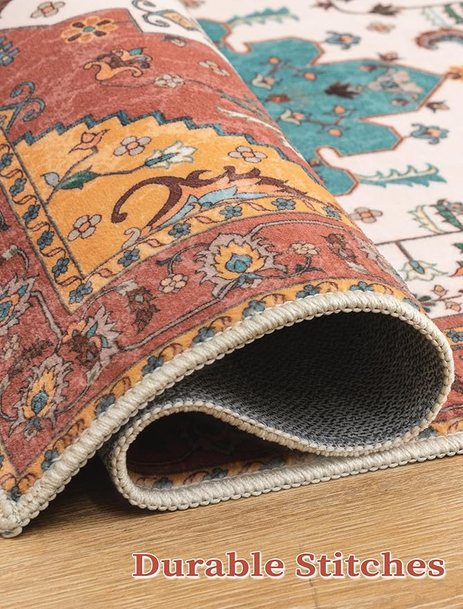 SERISSA Boho Washable Runner Rug, 2x5 Rug Non-Slip Vintage Orange Hallway - Image 7